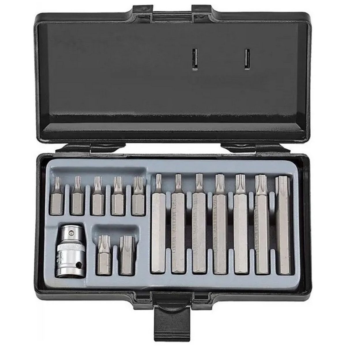 GENERICO - Juego De Puntas Torx T20 - T55 Cortas-Largas 15 Piezas 4156 FORCE