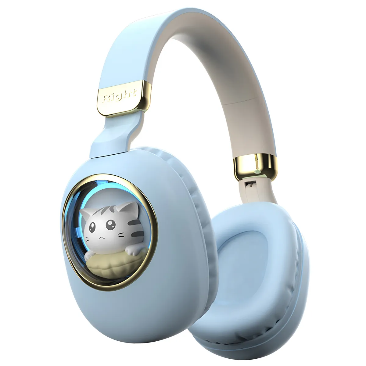 GENERICO - Audífono Bluetooth Diseño Kwai Cat Celeste