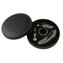 HOMESTAR - Set de Accesorios para Vino en Estuche Redondo - 4 Piezas