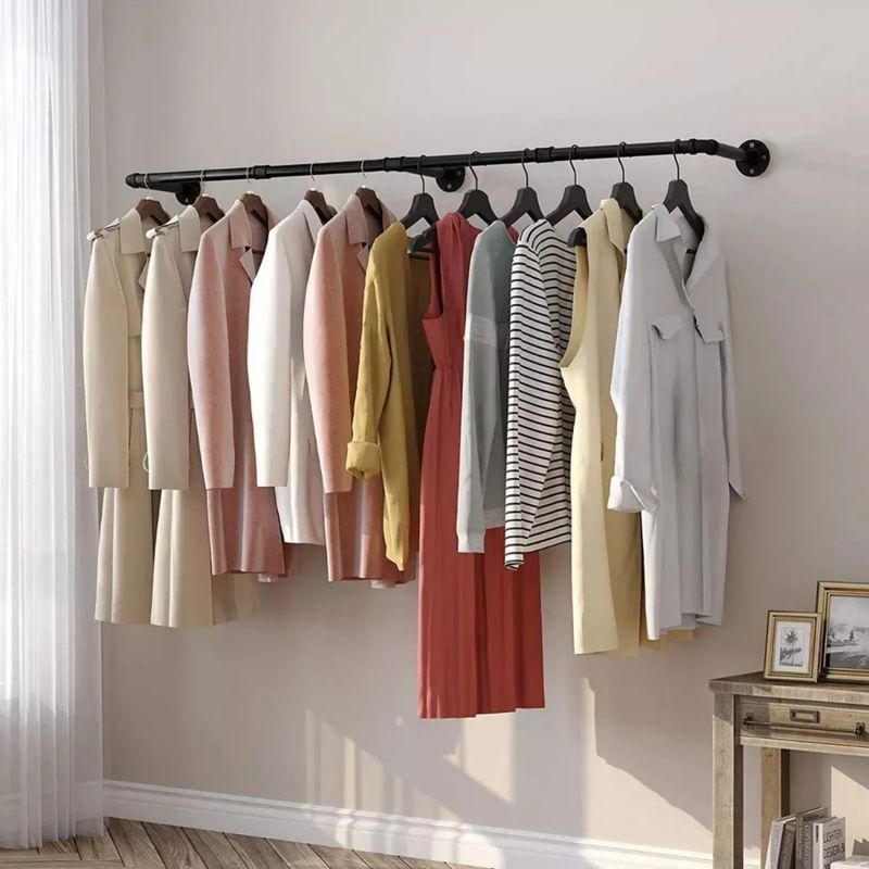 GENERICO - 184cm Perchero De Pared Estante De Metal Para Ropa Multiusos