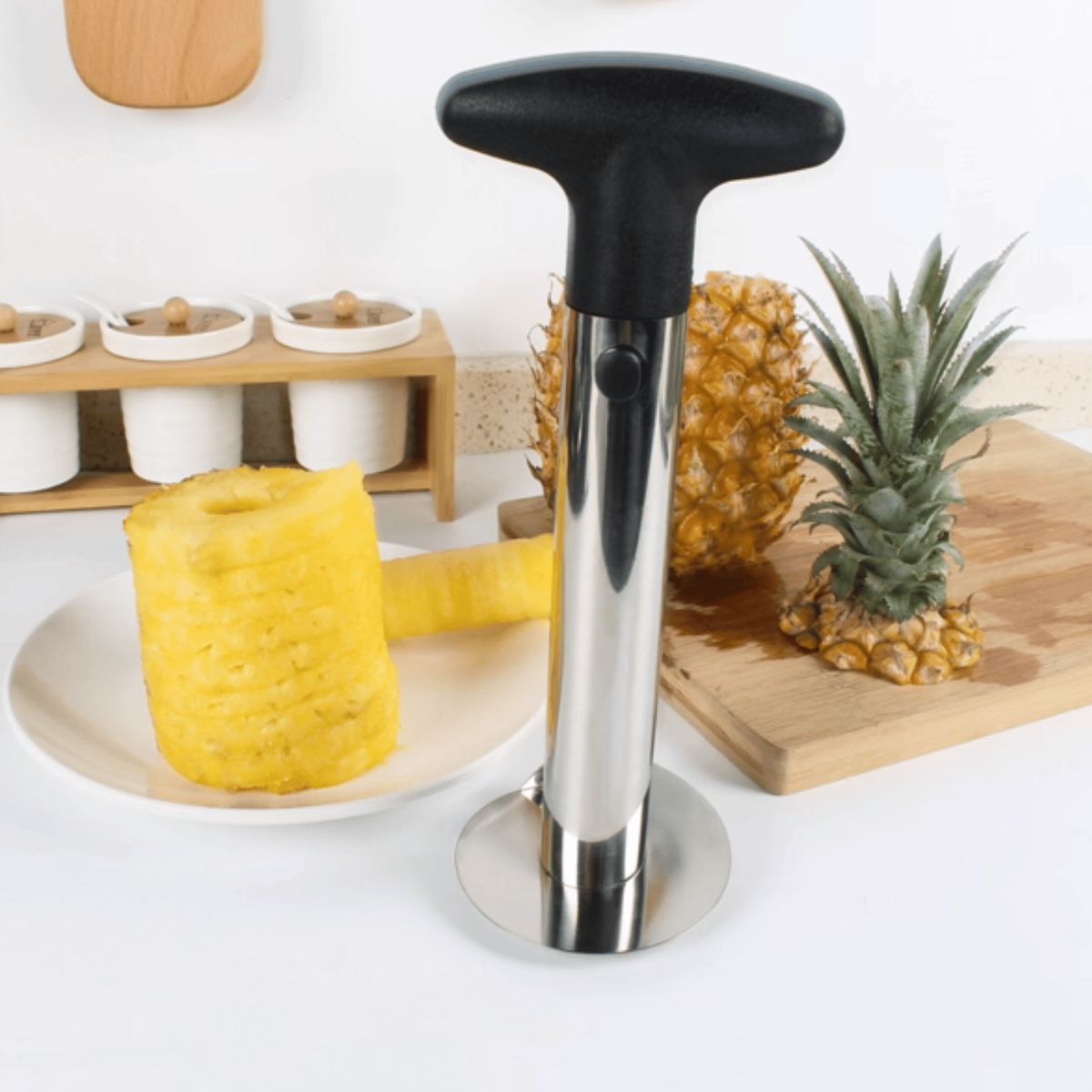 HOMESTAR - Cortador y Descorazonador de Piña de Acero Inoxidable