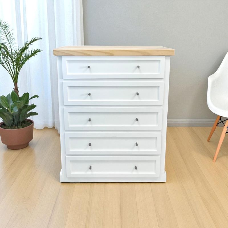 GENERICO - Comoda de Madera 5 cajones con rieles telescopicos