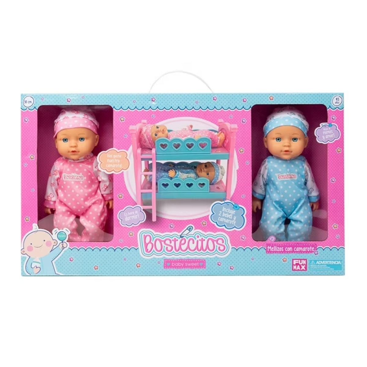 GENERICO - Juguete Pack 2 Muñecas Bostecitos Camarote Mellizas Infantil