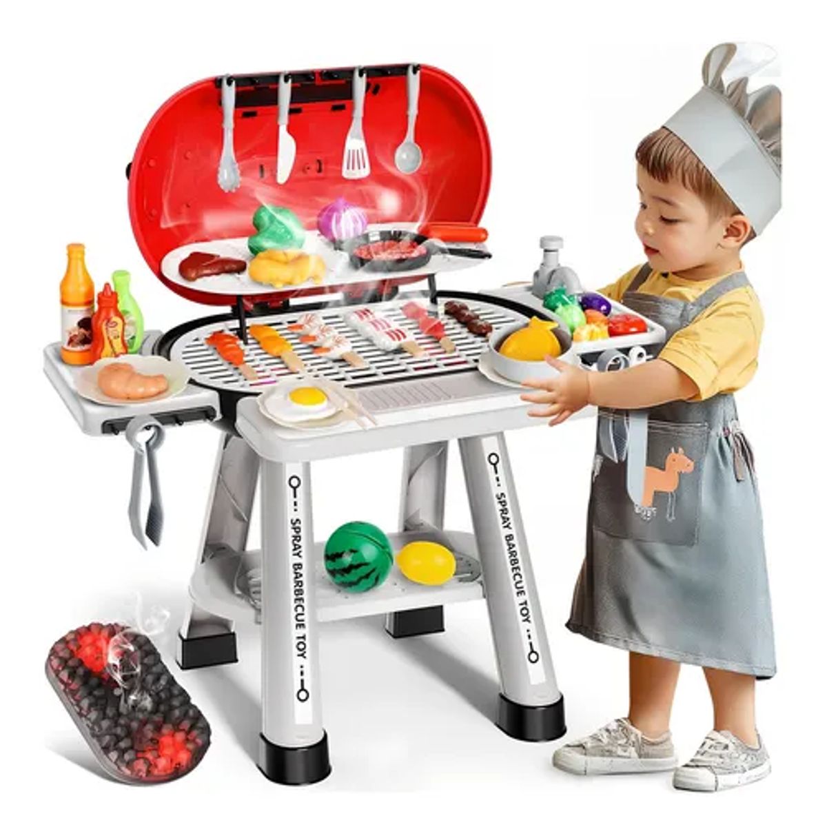 GENERICO - Cocina de Juguete Bbq Parrilla Niños 68 Pcs Luz Vapor Sonido Multicolor