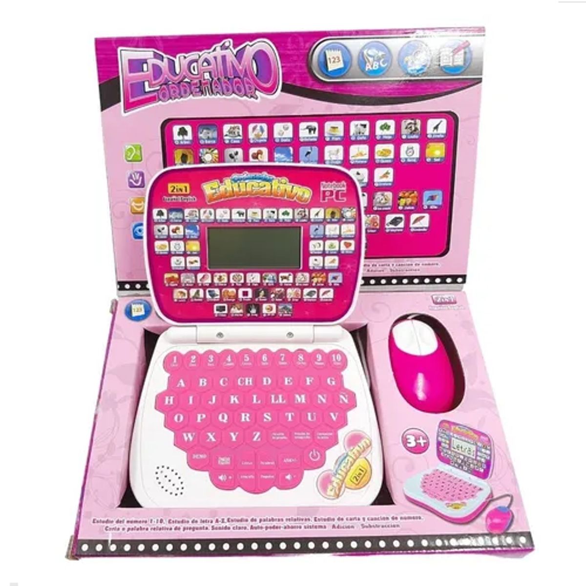 GENERICO - Computador Didáctico Interactivo Para Niñas Español-ingles Color Rosado