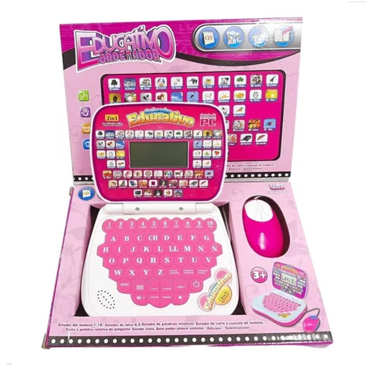 GENERICO - Computador Didáctico Interactivo Para Niñas Español-ingles Color Rosado