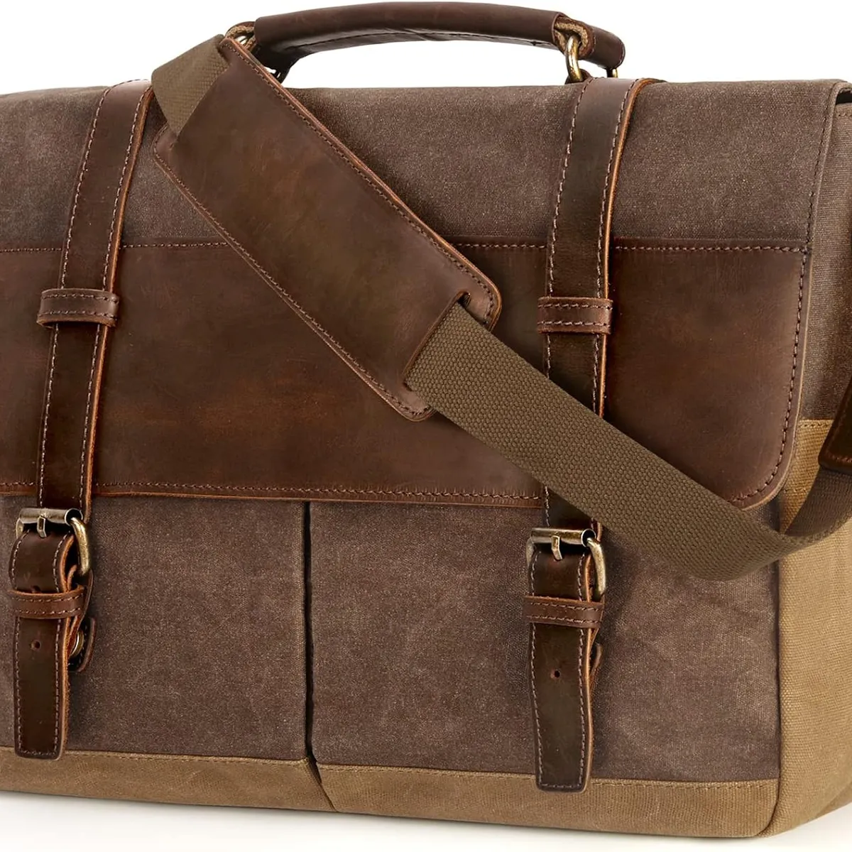KUANGYE - Bolso Hombre Lona Vintage Hombro Bandolera Viaje Casual