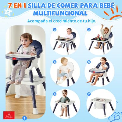 Imagen 2 del producto 7 En 1 Silla De Comer Para Bebé Guagua Multifuncional Azul