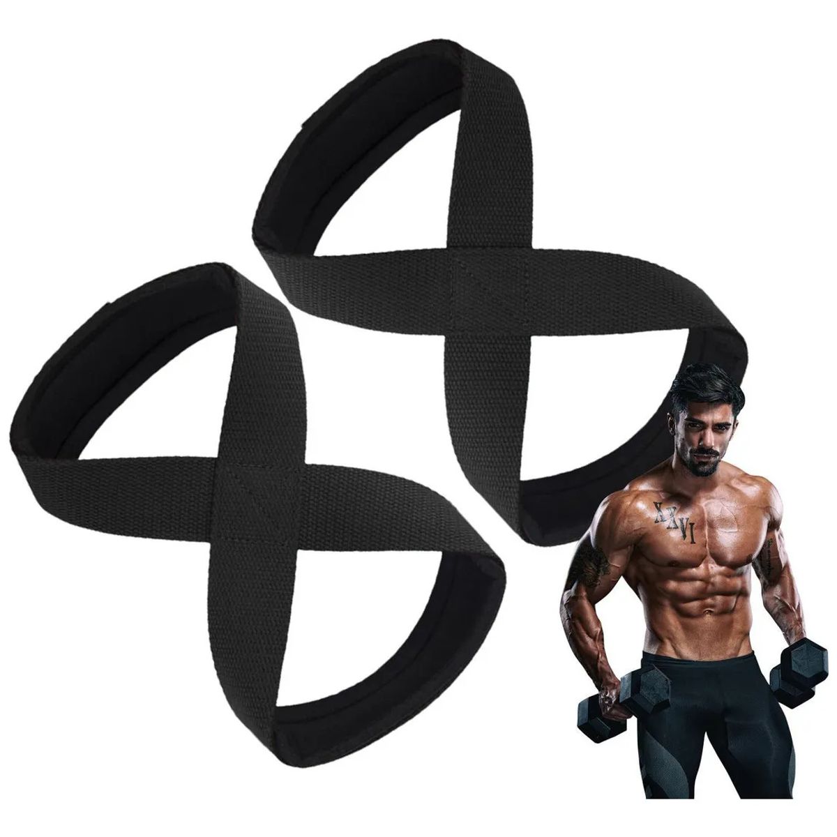 KUANGYE - Correas Levantamiento Muñequeras Lifting Straps Figura De 8