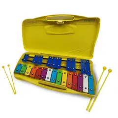 MALIK - Xilófono Amarillo 25 Notas Cromático + 2 Baquetas Premium