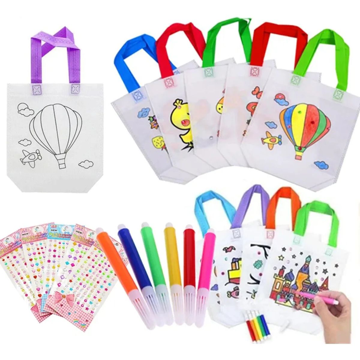 KUANGYE - 10pcs Dulceros Fiesta Bolsa Ecológica Colorear Para Niños