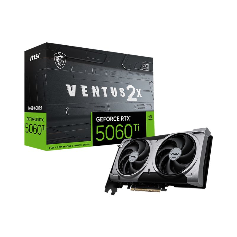 MSI - Tarjeta de Video MSI GeForce RTX 5060 Ti 16G VENTUS 2X OC PLUS