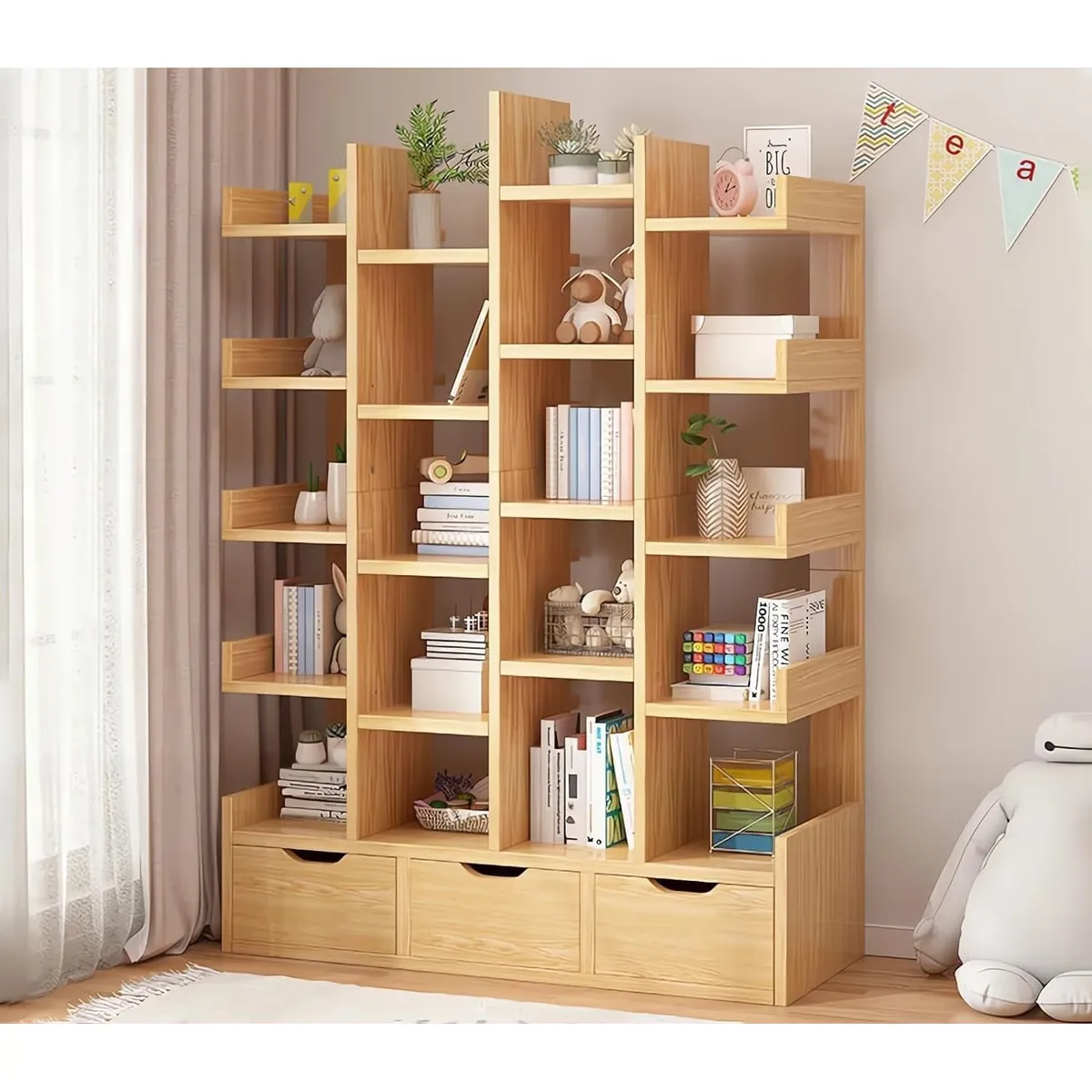 YOMYM - 23 Pisos, Escritorio Organizador Estantes De Madera 23 Pisos Con Cajón