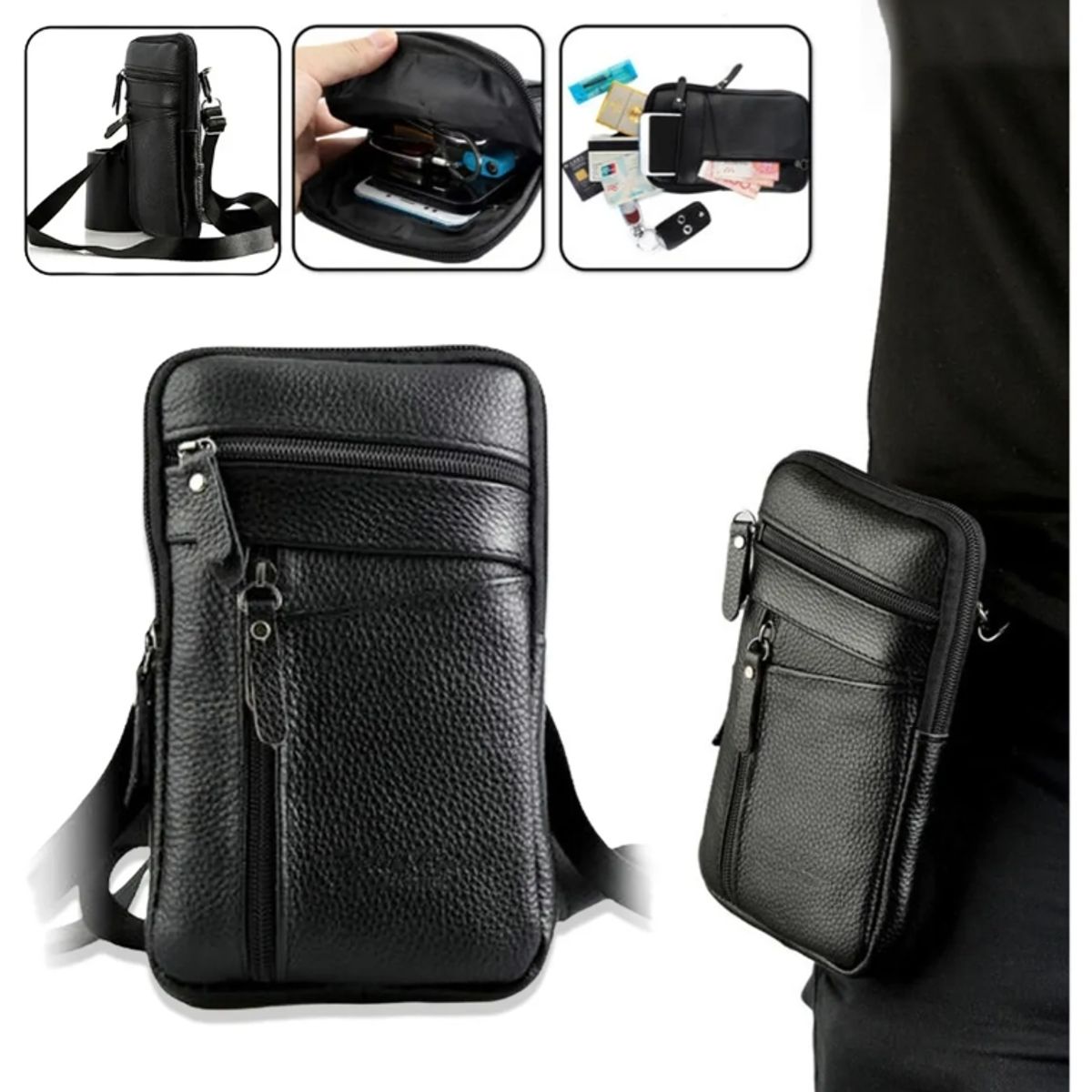 EDWINAYY - Bolso Impermeable Bandolero Cruzado Gran Capacidad Hombre