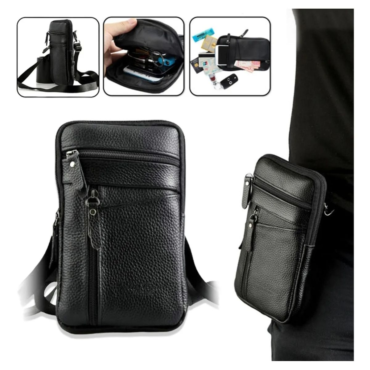 EDWINAYY - Bolso Impermeable Bandolero Cruzado Gran Capacidad Hombre