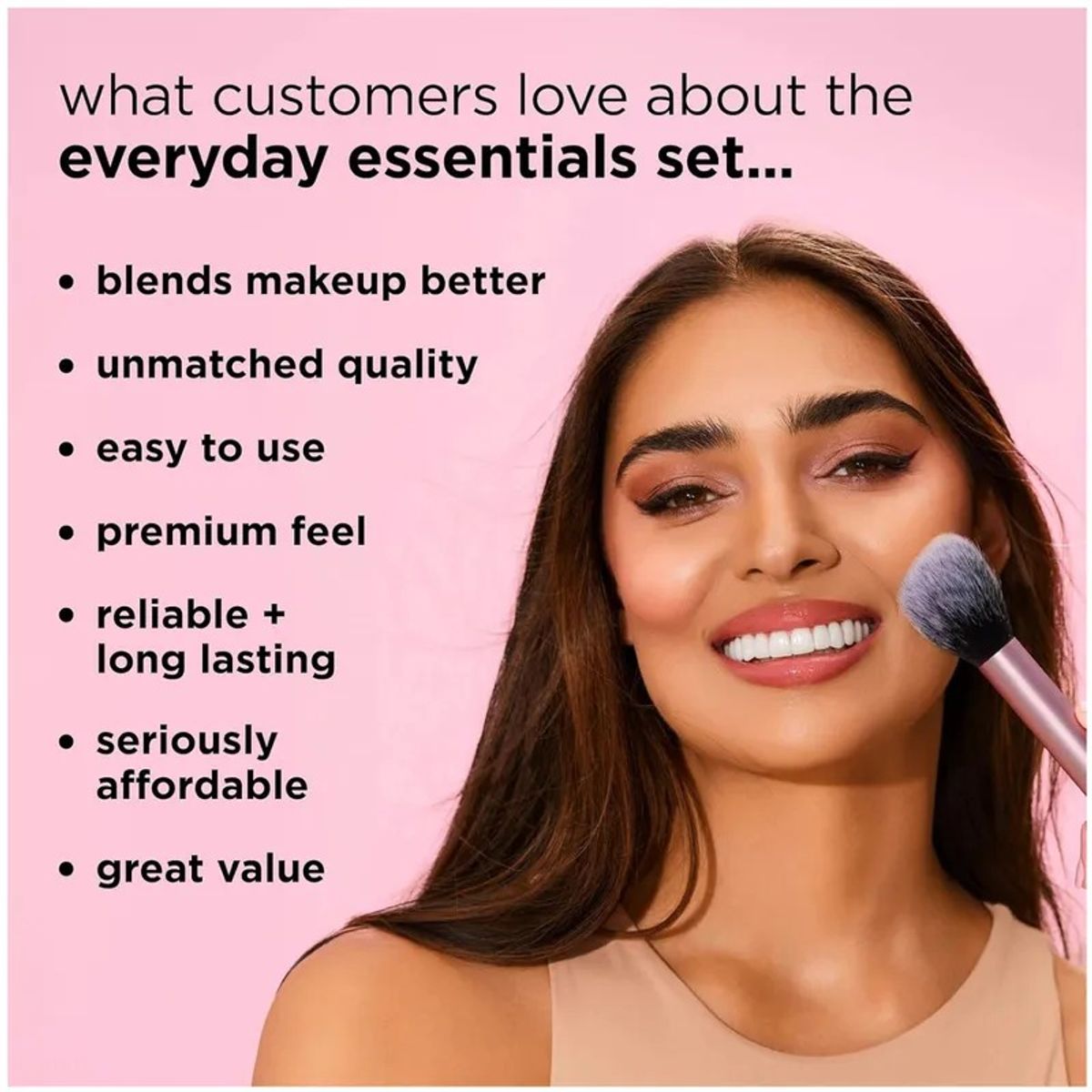 GENERICO - Kit Brochas Y Esponjas Everyday Essentials Color Rosados