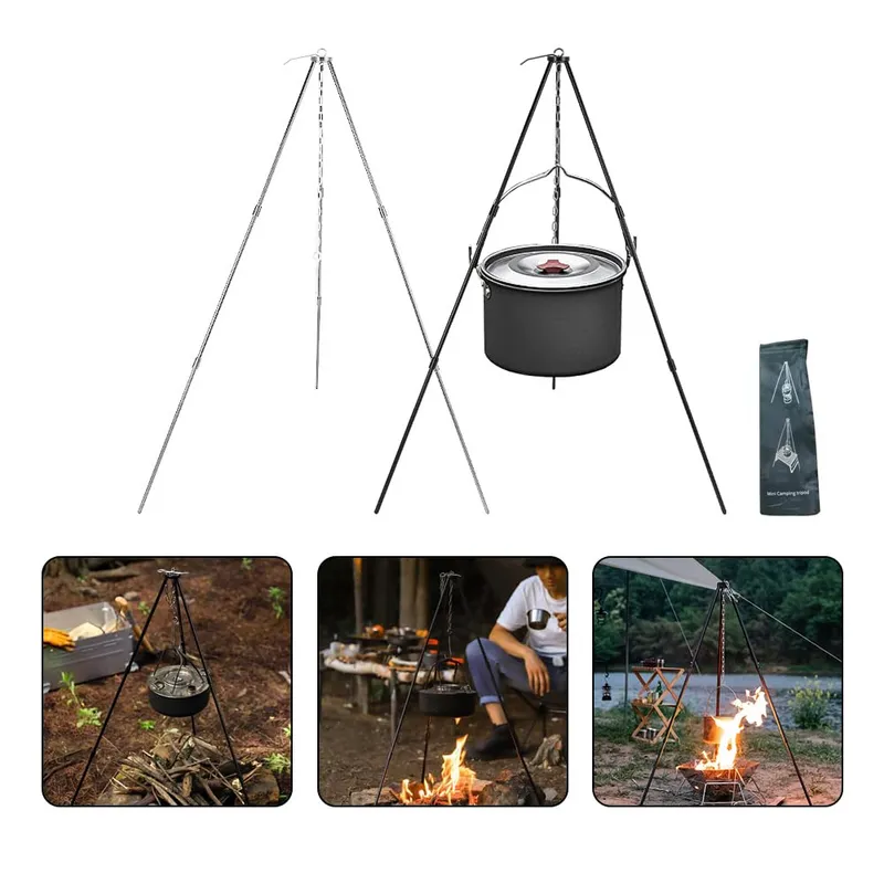 EDWINAYY - Trípode De Camping Con Cadena Y Gancho Para Cocinar Y Fogata