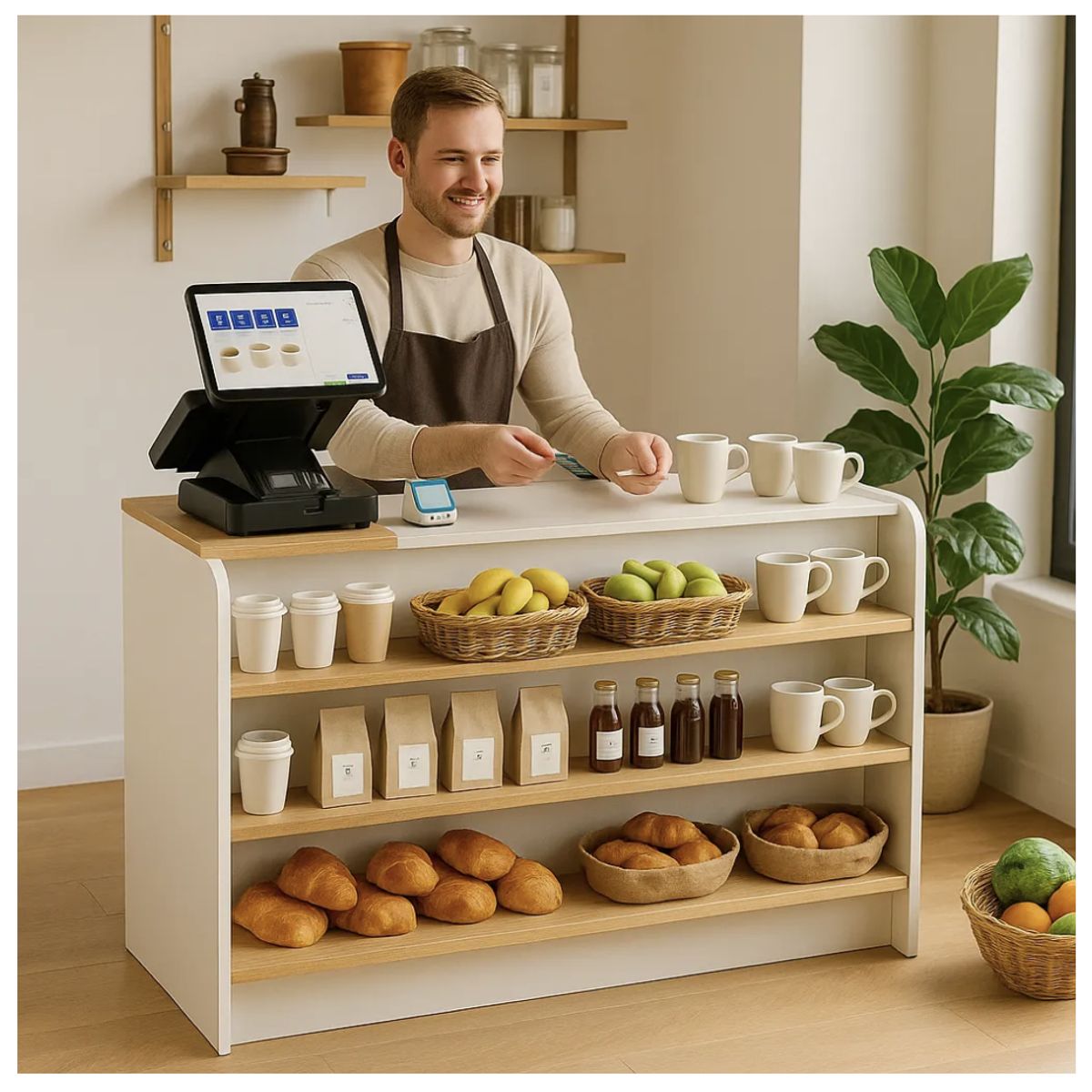 HOMER DESIGN - Caja Registradora Mueble De Recepción Atención 140x55x90cm