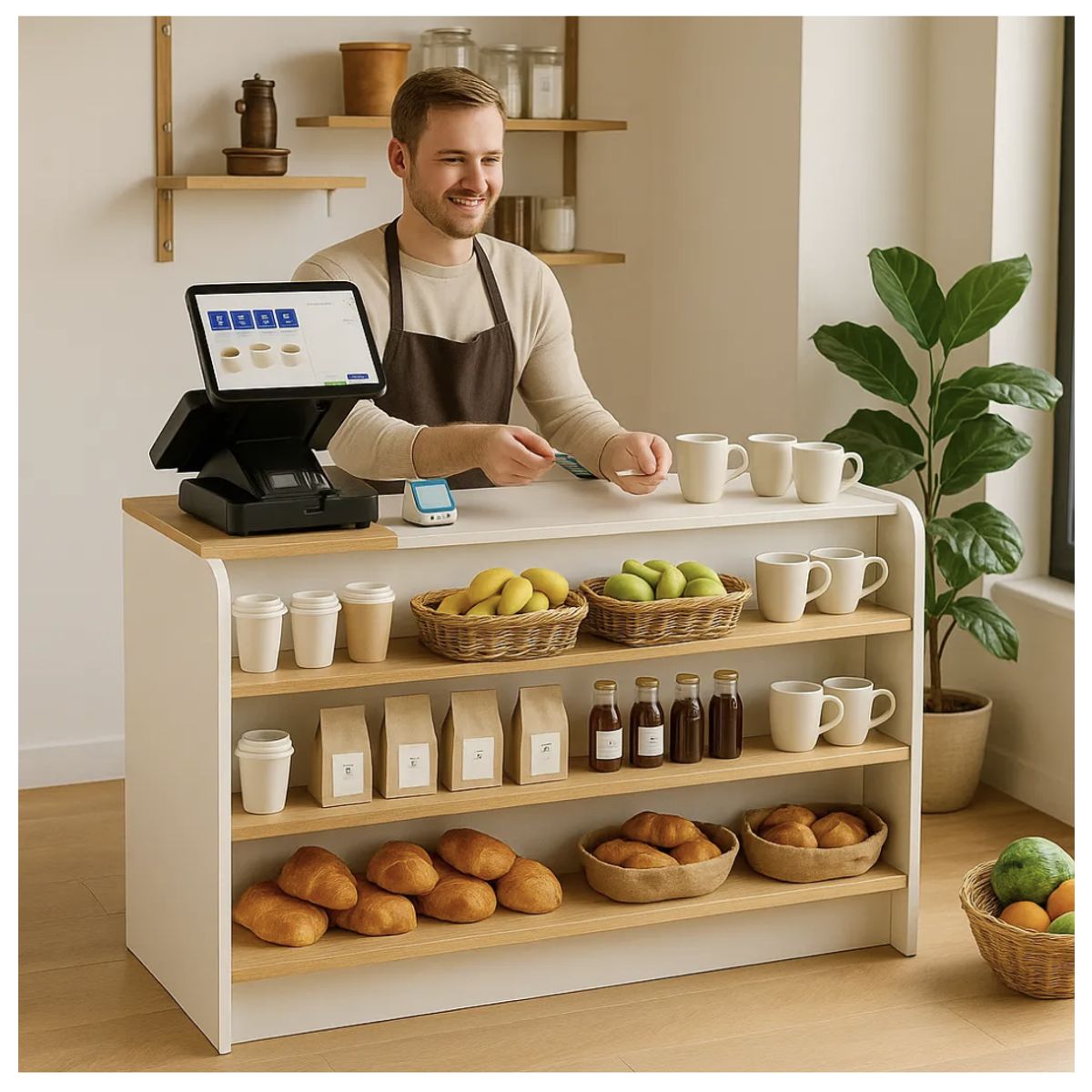 HOMER DESIGN - Caja Registradora Mueble De Recepción Atención 140x55x90cm