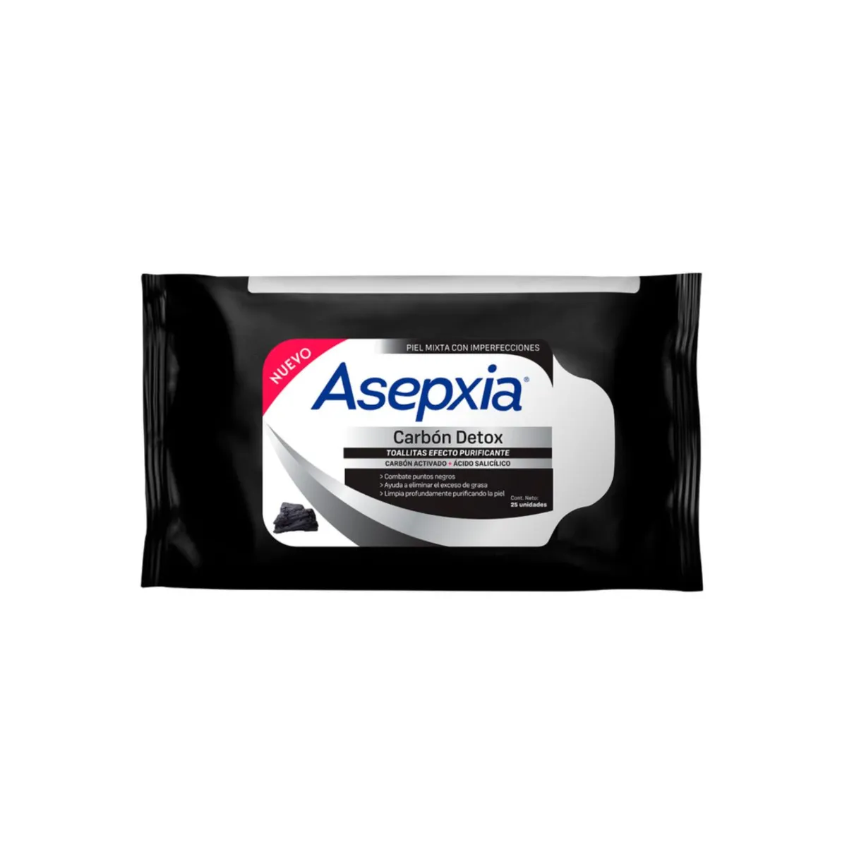 ASEPXIA - Toallitas Carbón Asepxia  25 Unidades