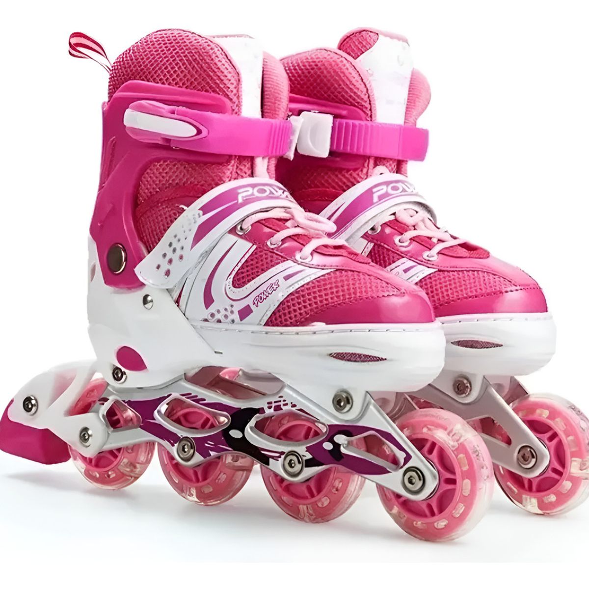 GENERICO - Patines En Linea Ajustable Luces Led Niñas Rosa L