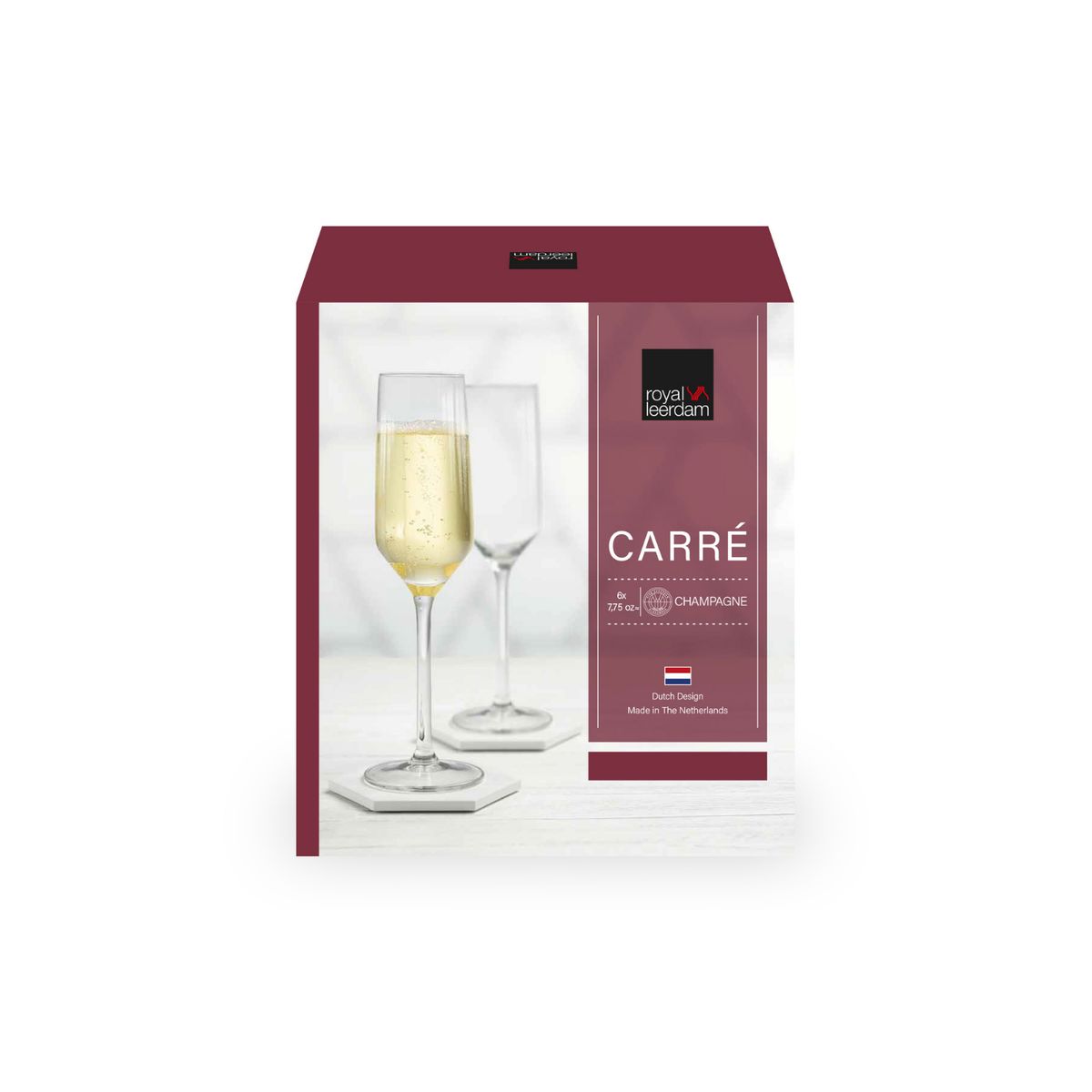 ROYAL LEERDAM - SET 6 COPAS FLAUTA CARRE 225ML