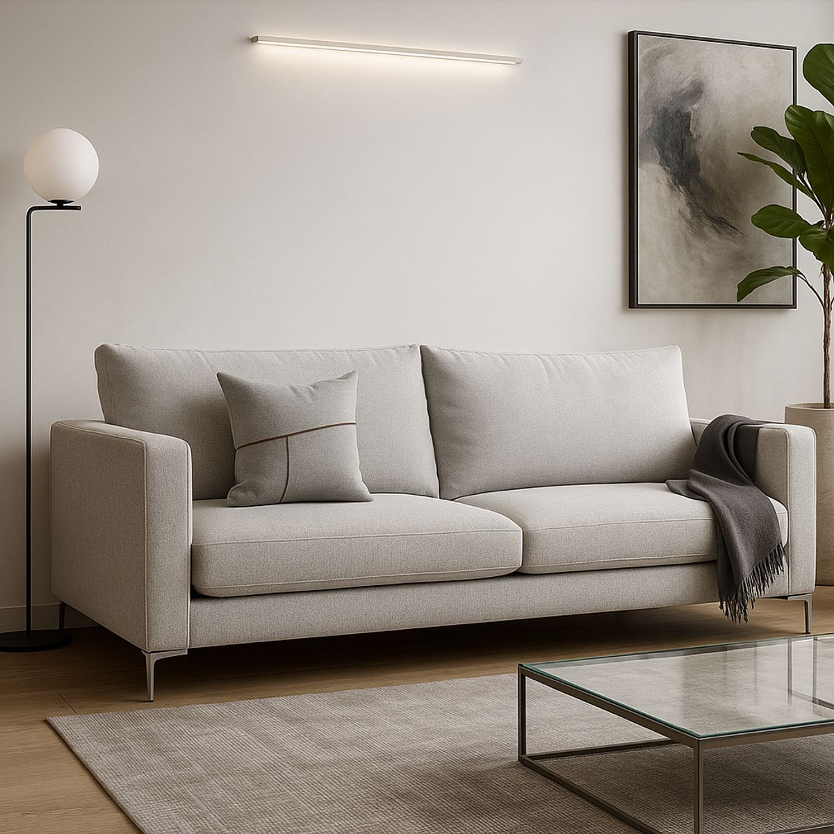 ARMONIA - Almohadón Gris con costura 45x45 677