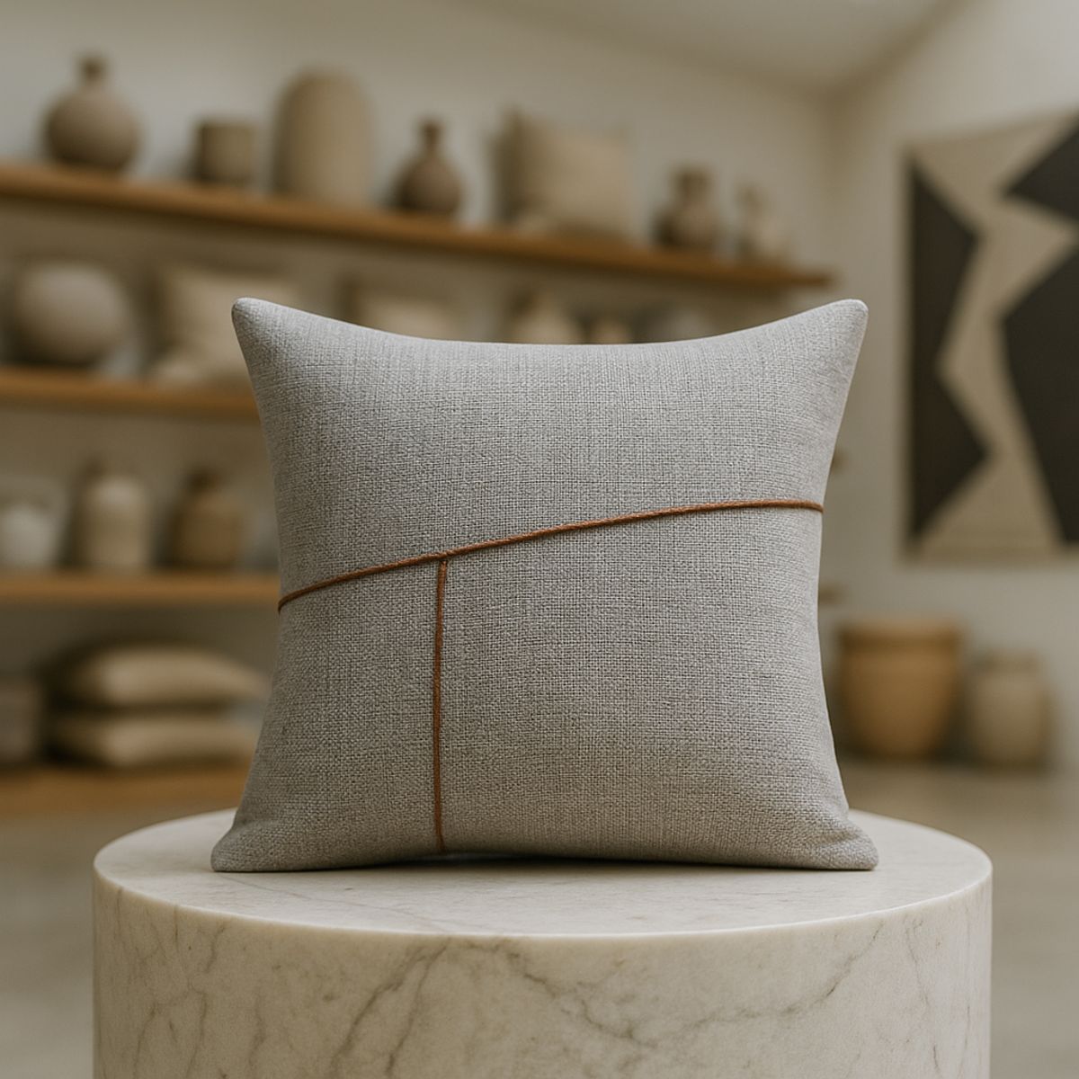 ARMONIA - Cojín decorativo Gris con costura 45x45 677