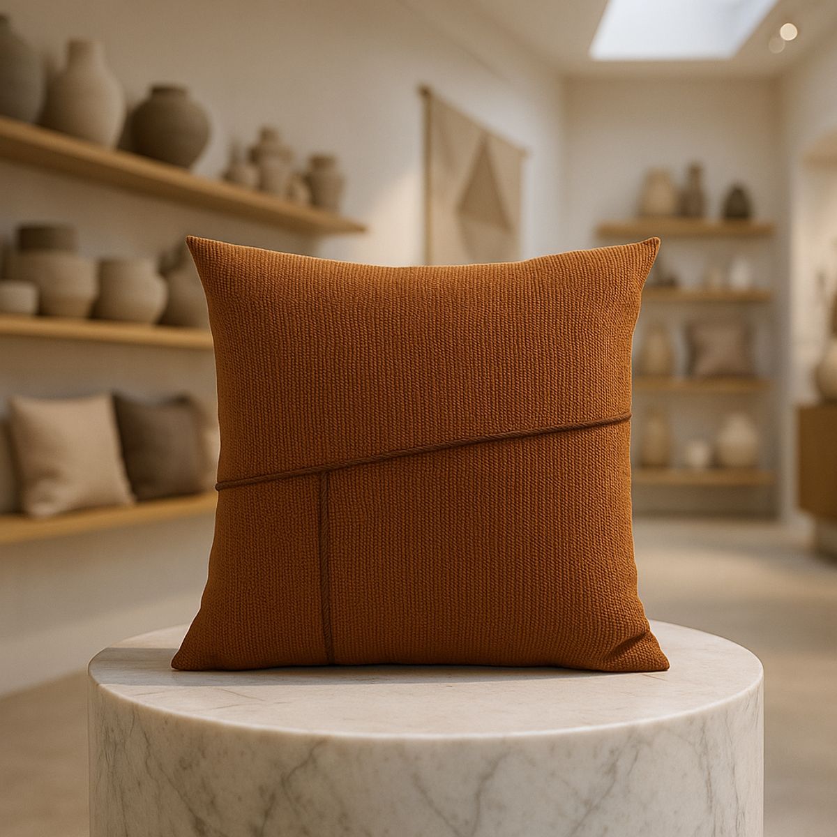 ARMONIA - Funda Marrón con costura decorativa 45x45 677