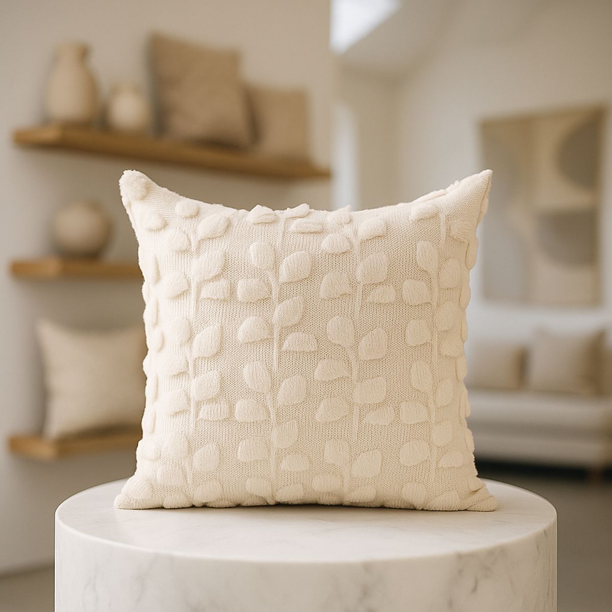 ARMONIA - Funda decorativa Beige con flores 45x45 674