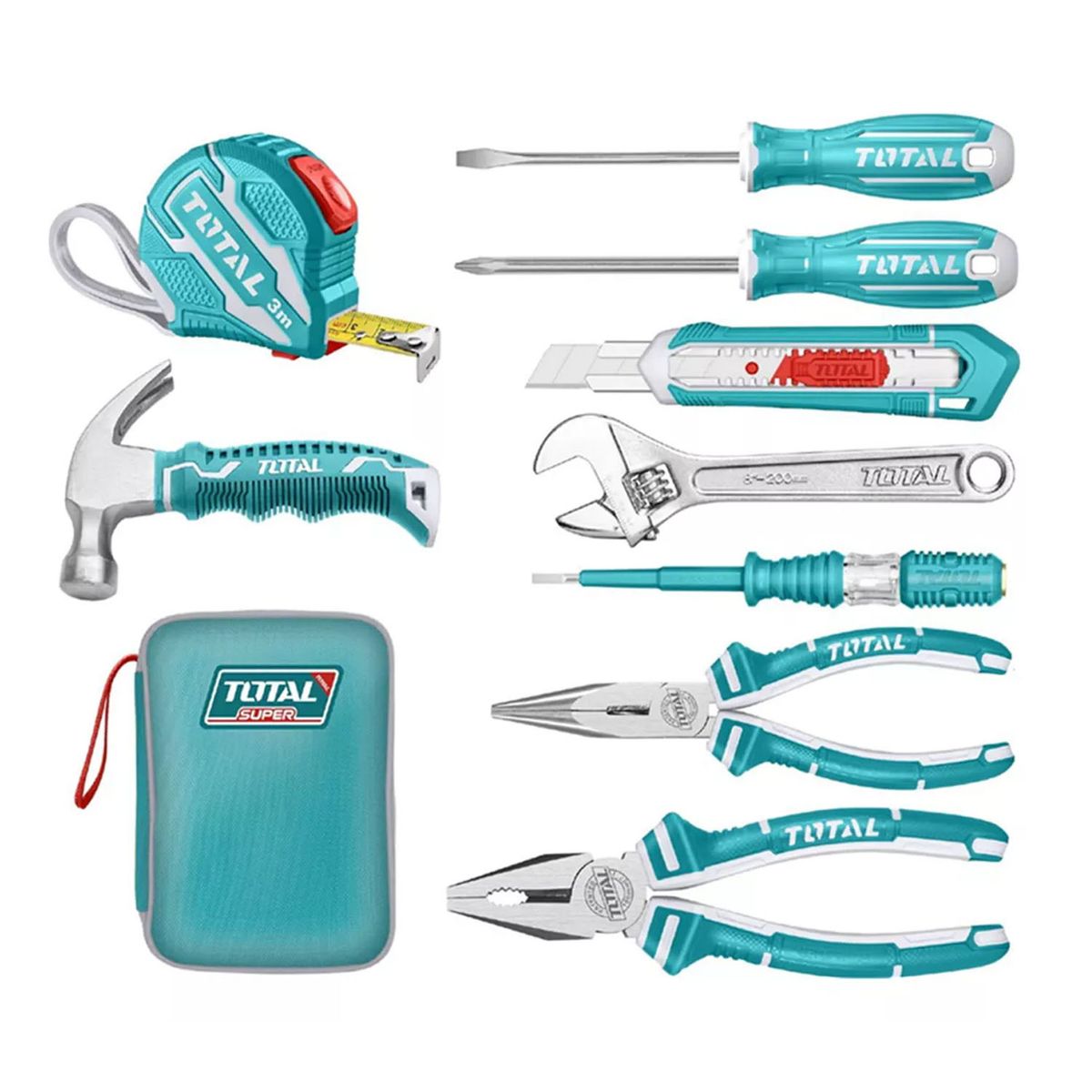 TOTAL TOOLS - Kit Herramientas Manuales 9 Pcs Estuche Total Thkthp90097