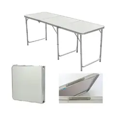 GENERICO - Mesa Plegable Blanca 180x60cm Transportable Lavable Camping