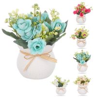 Pack 4 Macetas Decorativas Con Flor Artificial,19*9cm