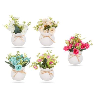 Imagen 2 del producto Pack 4 Macetas Decorativas Con Flor Artificial,19*9cm