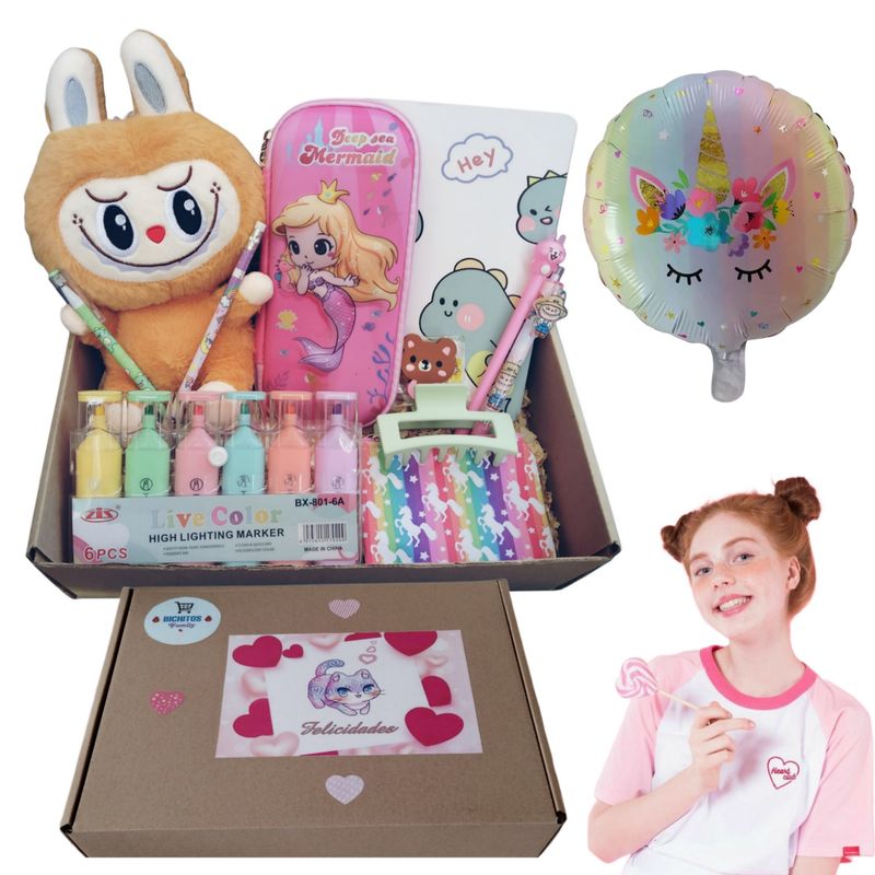 GENERICO - Set de regalo libreta papelería kawaii labubus + accesorios