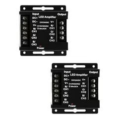 GENERICO - 2 Amplificadores RGB HS Compact 12-24V 3x120W Metal Negro.