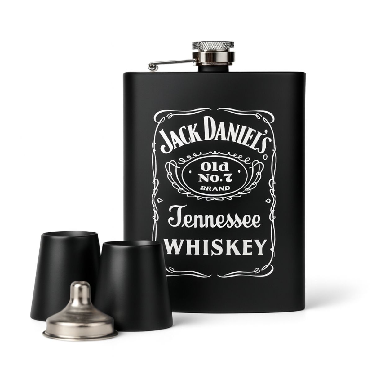 GENERICO - Set Petaca Whisky 8Oz + 2 Vasos + Embudo para Regalo