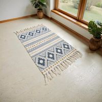 Bajada De Cama Kilim 60cmx90cm Tejidas Algodon Etnico - Multicolor - 90 cm