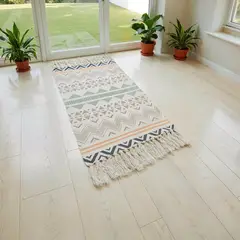 GENERICO - Bajada De Cama Kilim 60cmx90cm Tejidas Algodon Etnico - Multicolor - 90 cm