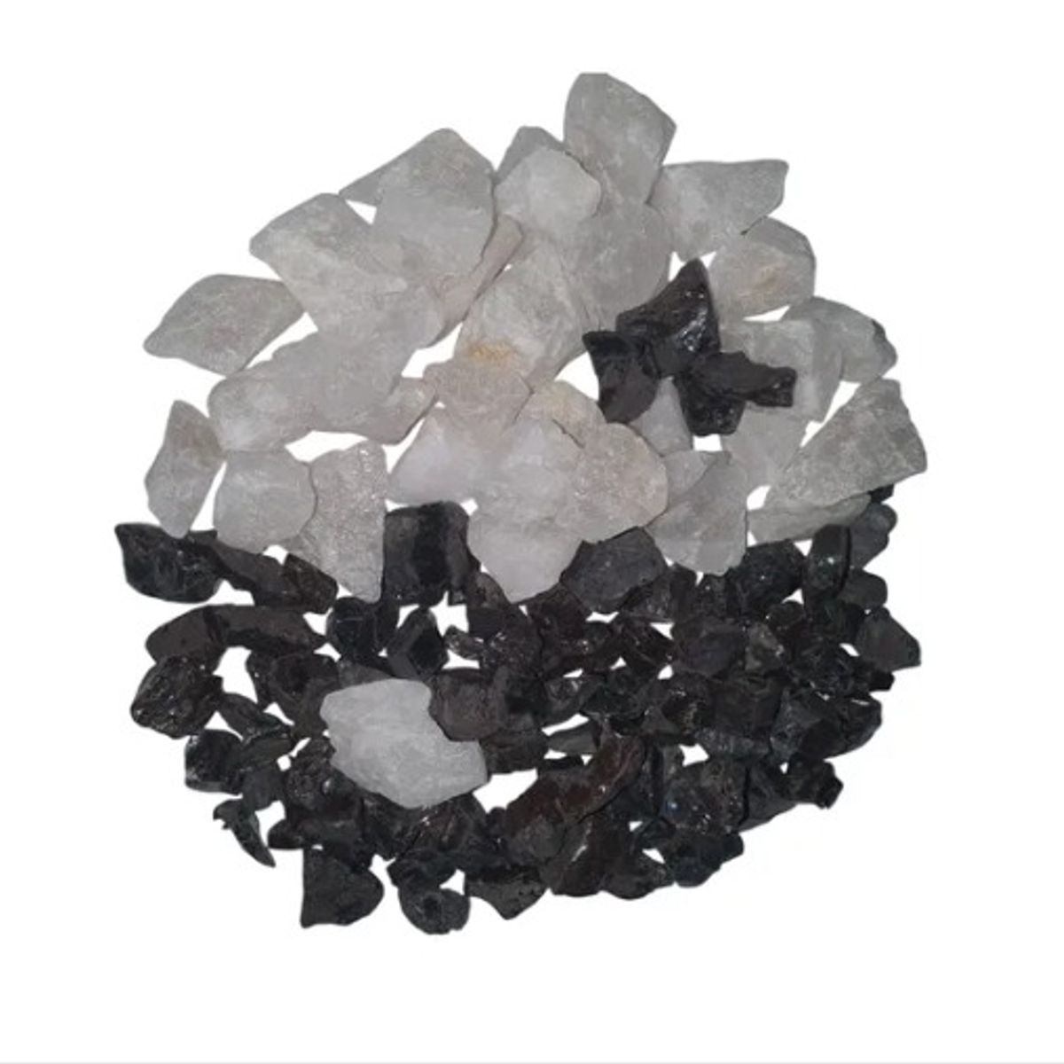 GENERICO - PIEDRAS CUARZO BLANCO Y PIEDRA NEGRA BRILLANTE Ying Yang 2kg