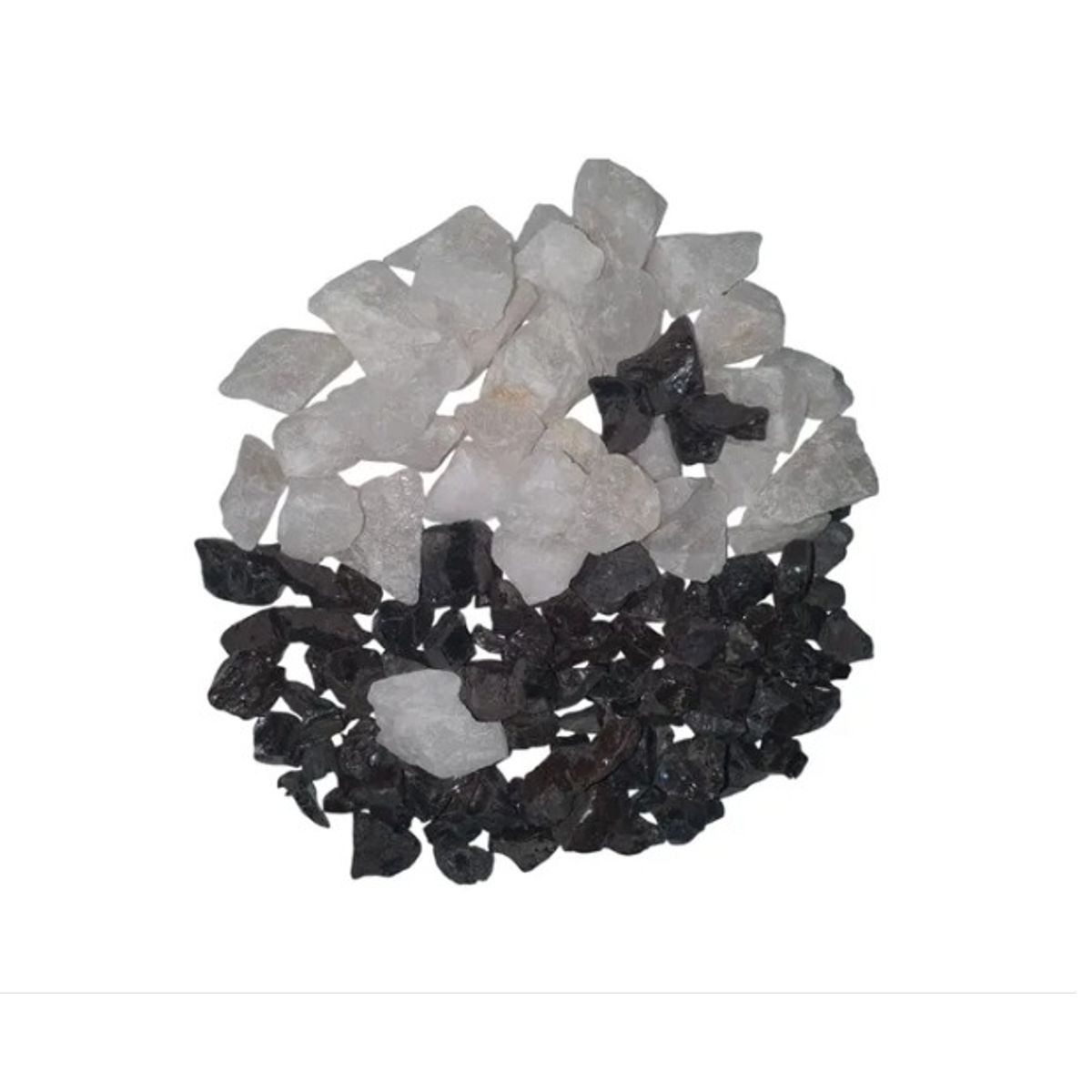 GENERICO - PIEDRAS CUARZO BLANCO Y PIEDRA NEGRA BRILLANTE Ying Yang 2kg