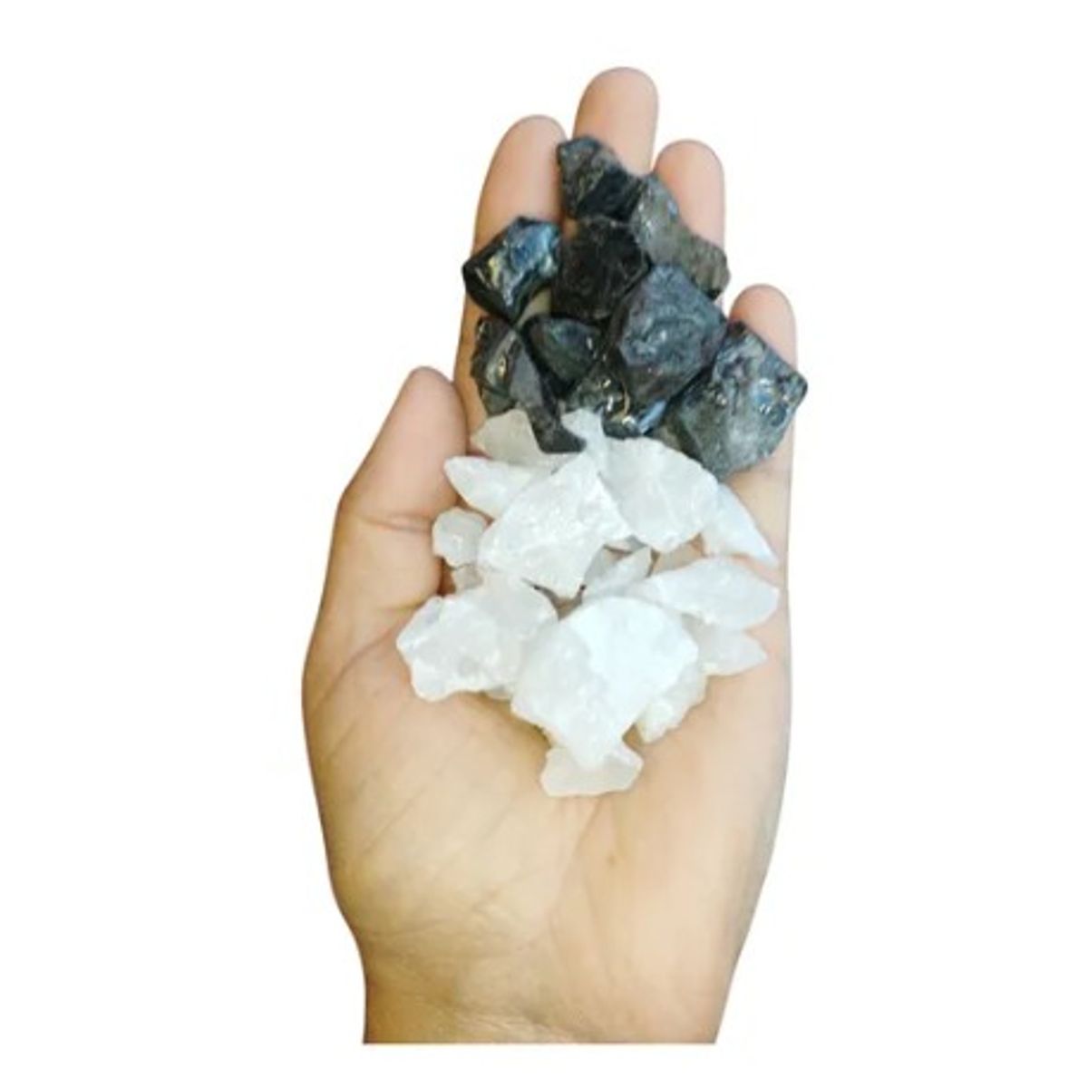 GENERICO - PIEDRAS CUARZO BLANCO Y PIEDRA NEGRA BRILLANTE Ying Yang 2kg