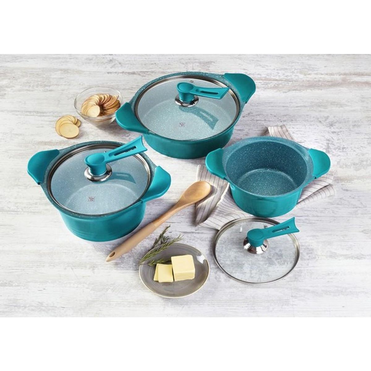 BOHLIER - Batería De Cocina 6 Piezas Aluminio Fundido Calipso