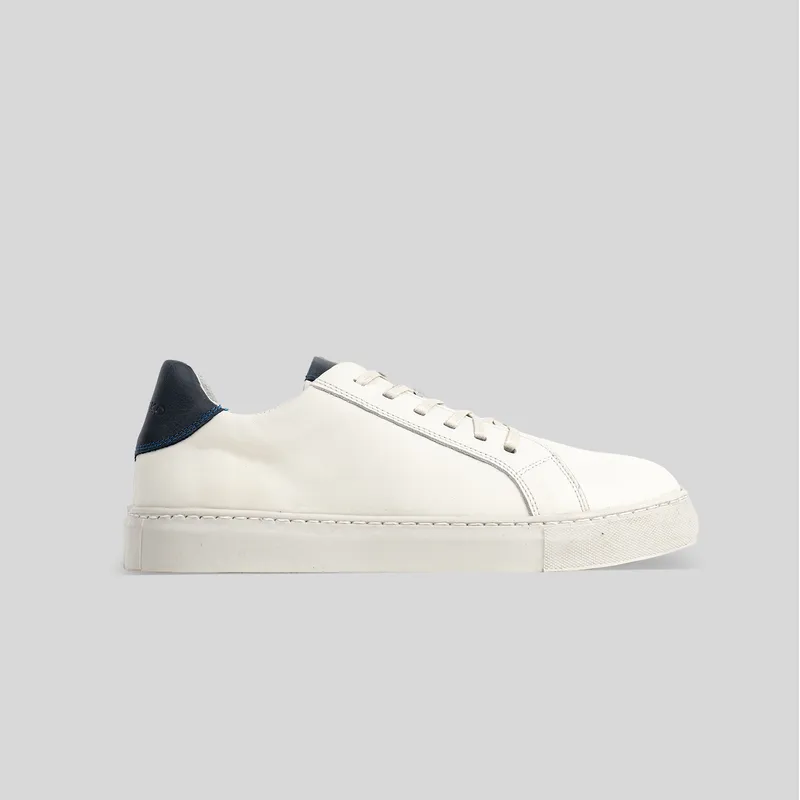 TRAUKO - Zapatilla Cuero Hombre Blanco & Azul Trauko Montblanc