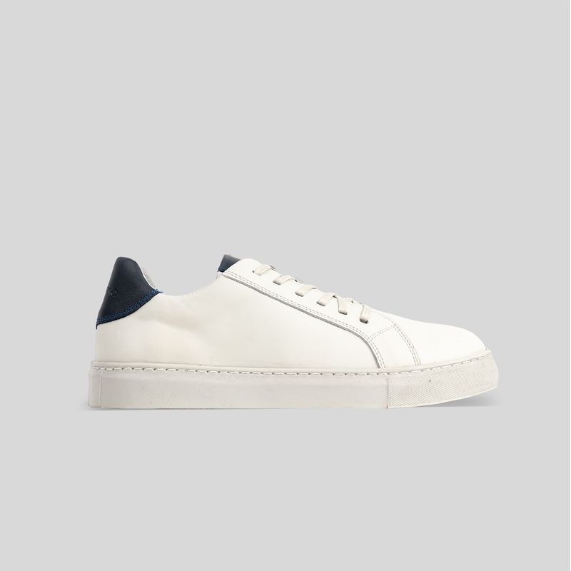 TRAUKO - Zapatilla Cuero Hombre Blanco & Azul Trauko Montblanc