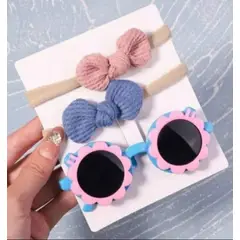 GENERICO - Set lentes de sol y bandas para bebé y niña 6 meses a 6 años