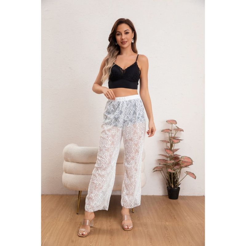 MPROPIA - Pantalon Largo Encaje Salida de Baño Playa Piscina Verano 8345