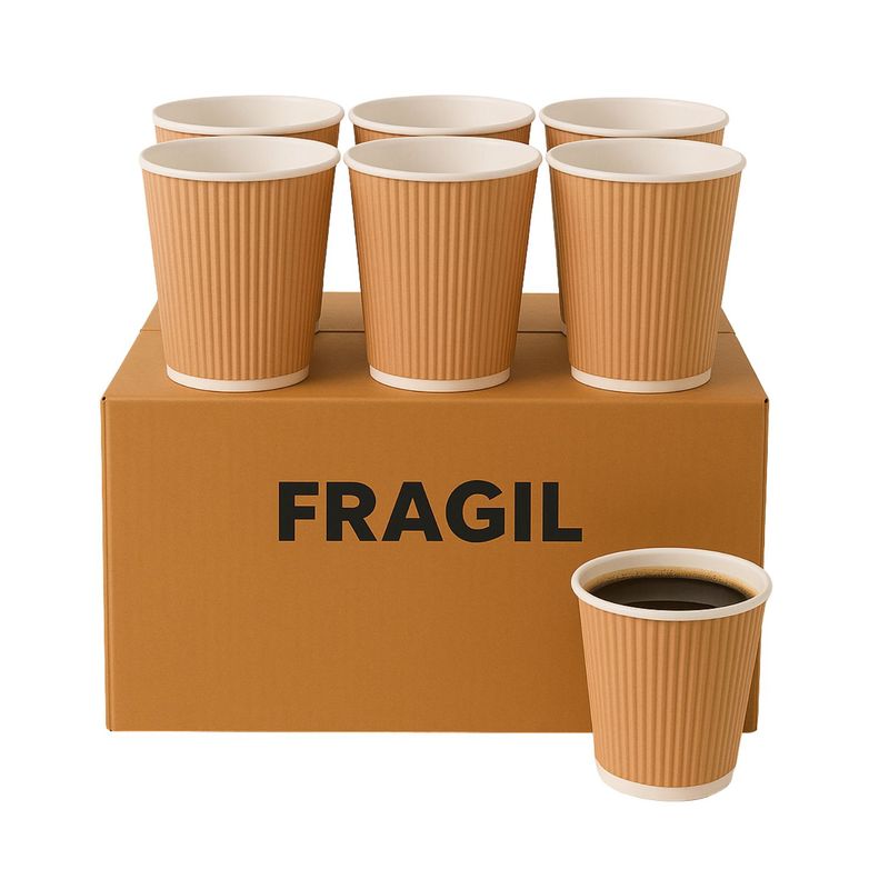 GENERICO - Set 500 Vasos Cafe Polipapel Termico 236mL 8Oz Corrugado