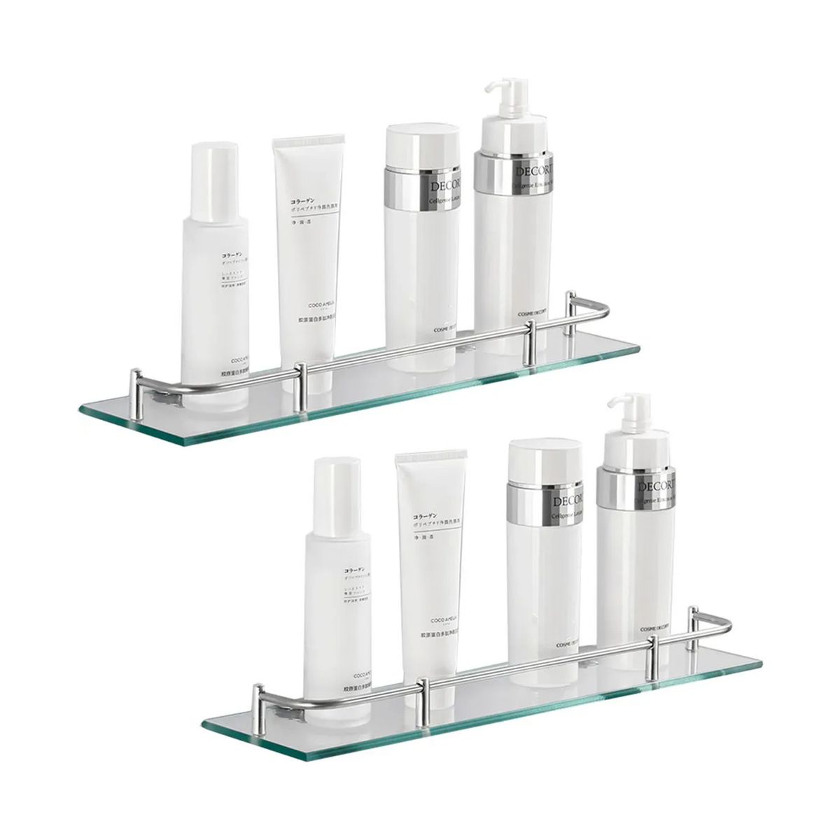 GENERICO - Organizador De Ducha Vidrio Repisa Baño 2pisos Rectangular