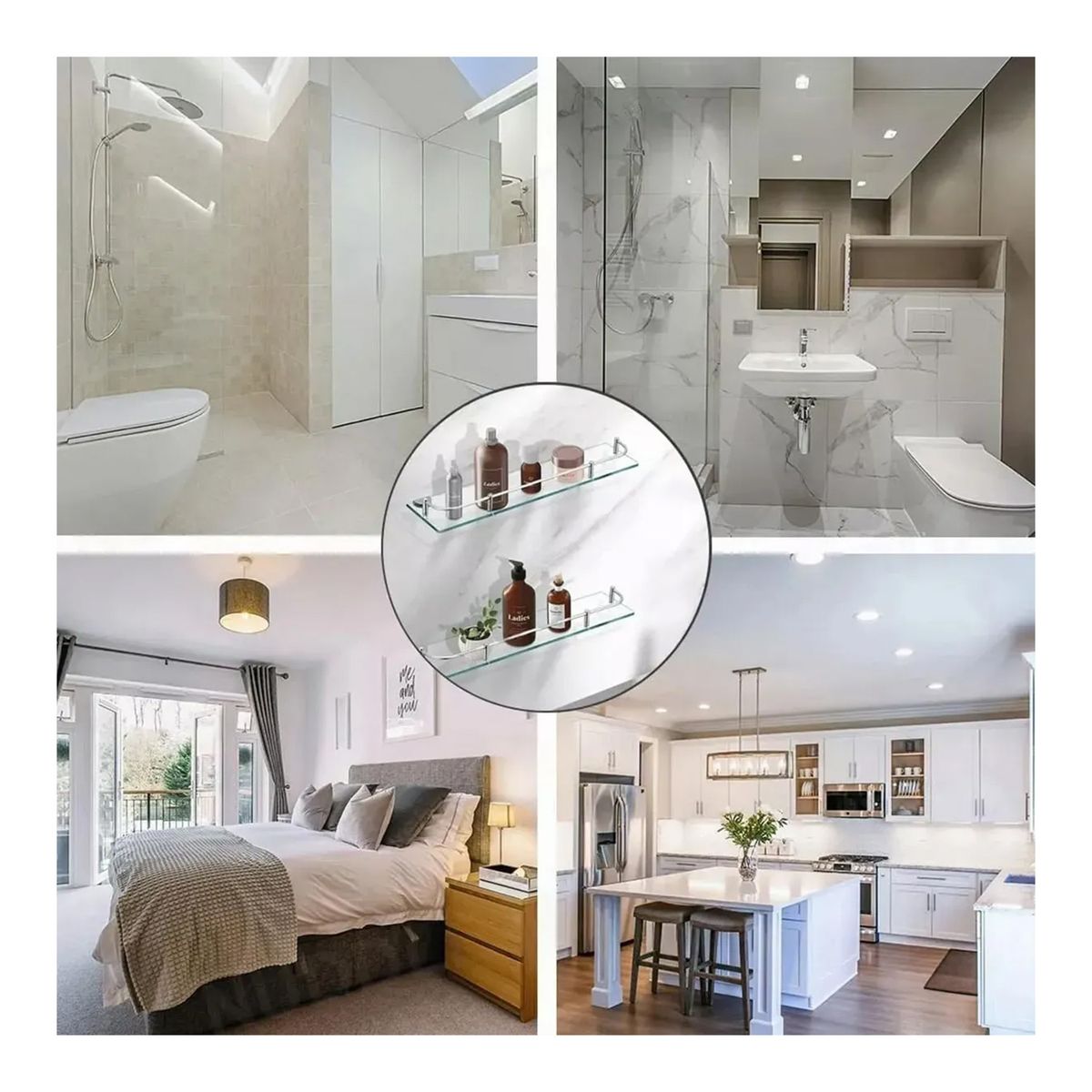 GENERICO - Organizador De Ducha Vidrio Repisa Baño 2pisos Rectangular